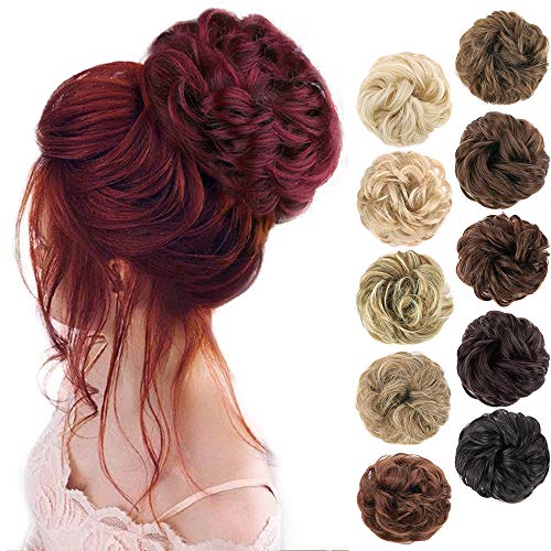 1PCS Messy Hair Bun Hair Scrunchies Extension Curly Wavy Messy Synthetic Chignon for women Updo Hairpiece (M-BUG)