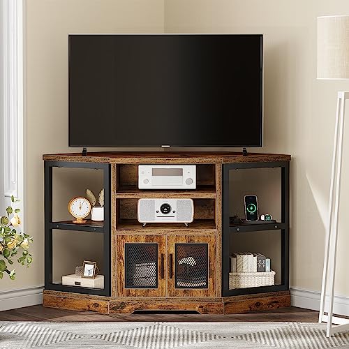 Yitahomecornertvstandfortvsupto55inchwithpoweroutletmodernfarmhouseentertainmentcenterwoodtvmediaconsolewithstoragecabinetsshelvesforlivingroomretrobrown Urban Country Home Decor Yitahome corner tv stand for tvs up to 55 inch with power outlet modern farmhouse entertainment center wood tv media console with storage cabinets shelves for living room retro brown urban country home decor