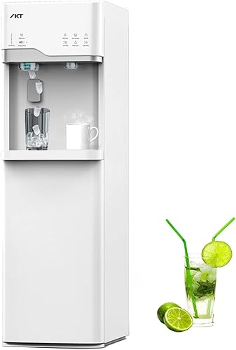 IKT Dispensador de enfriador de agua 4 en 1 con máquina de hielo para carga inferior de botella de 5 galones, capacidad diaria de 22 libras, color
