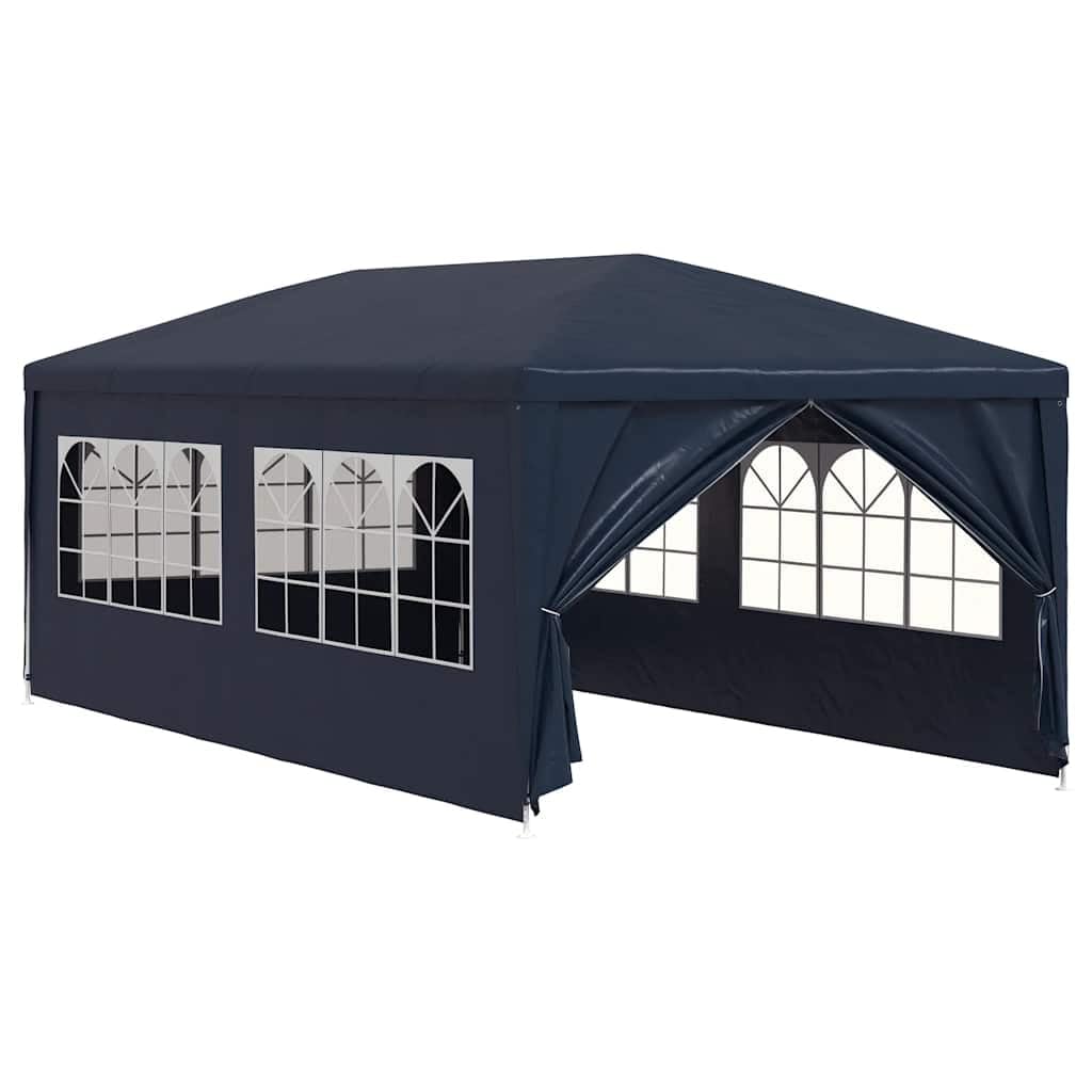 Partyzelt 3x6 m Blau Gartenzelt mit Seitenwänden Stahlrahmen | Ideal für Feiern im Garten oder auf der Terrasse: Pavillon mit Zipp-Tür und Deko-Fenstern für viel Licht.