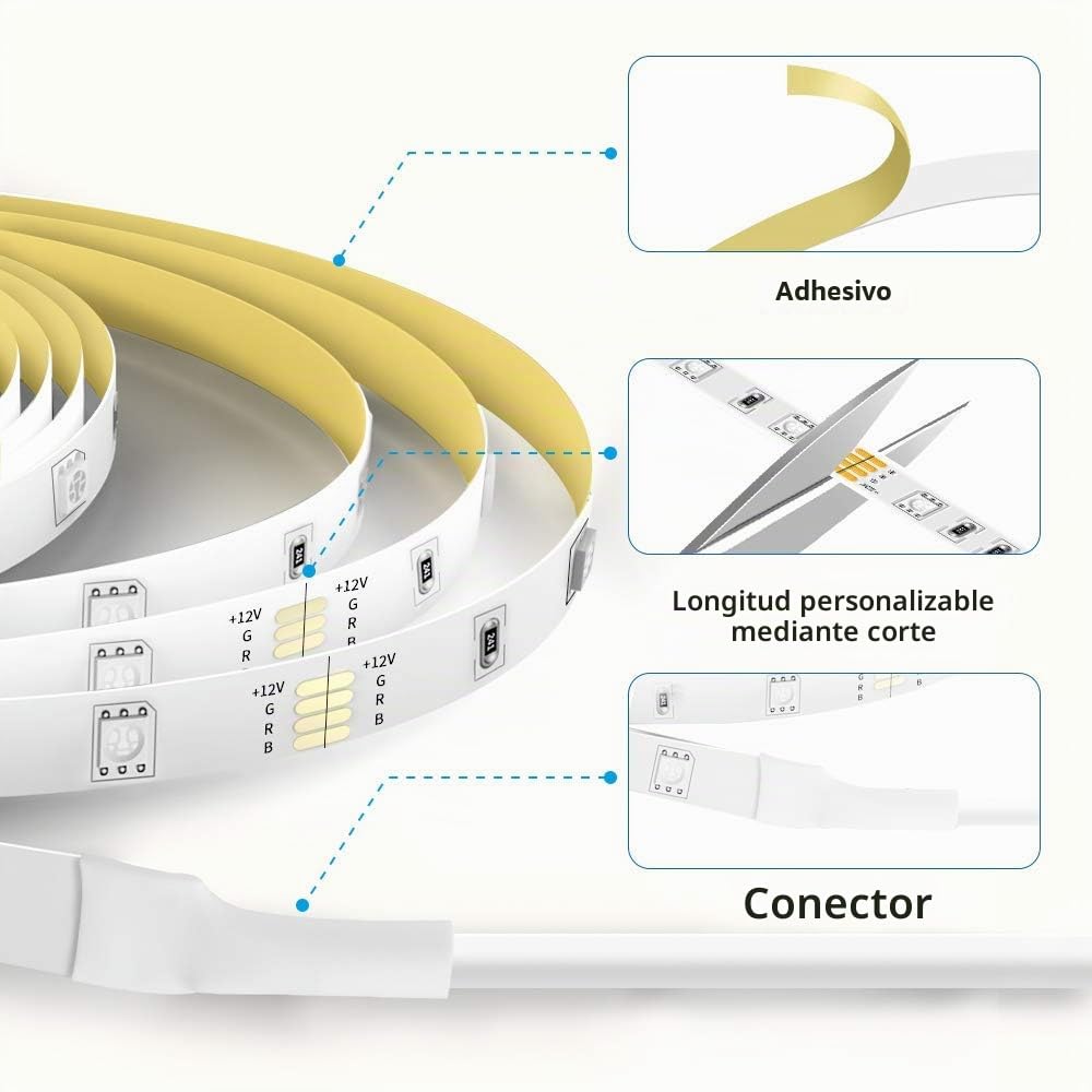 Govee Tiras LED 5m, Luces LED Habitacion WiFi Inteligente RGB Funciona con Alexa, Google Assistant y App, 64 Modo de Escena y Música para TV, Techo y Juego Electrónico (Paquete de 2)