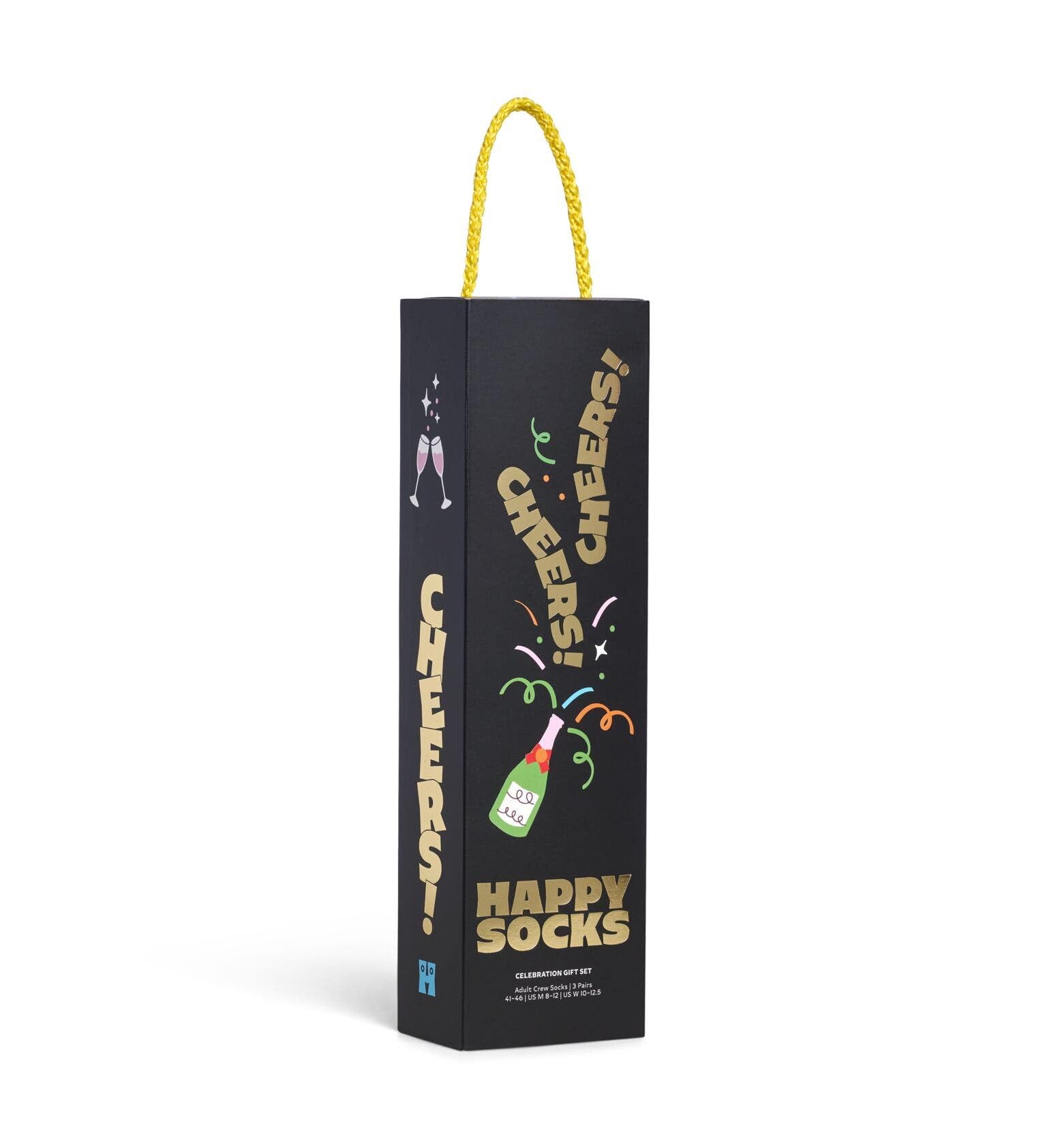 Zestaw prezentowy Happy Socks 3-pak na uroczystości, bawełniane skarpetki unisex, czarne, 36-40