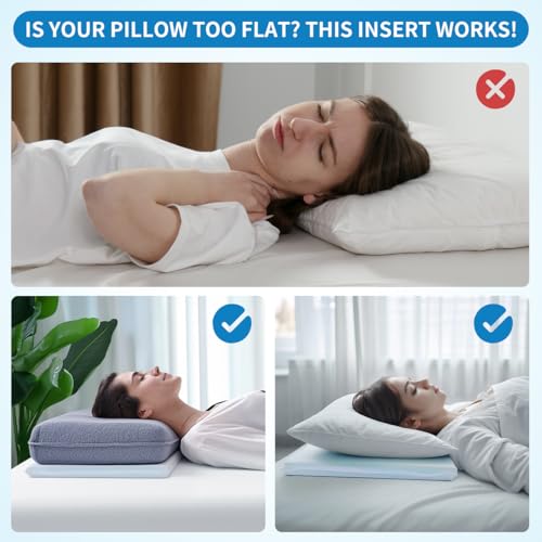 Image of Adjustable Memory Foam Pillow's One Layer to Raise Height | 1 Height 1.2'' Insert for Cervical Pillow, Memory Foam Piece, Ultra Thin Pillow for Stomach Sleeper, Blue, Ultra Soft