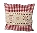 Cuscino singolo rosso a scacchi con ricamo cuore pieno di fiocchi di pietra 100% Alpi Zirbenwood in extra ingresso Dimensione 40x40 cm