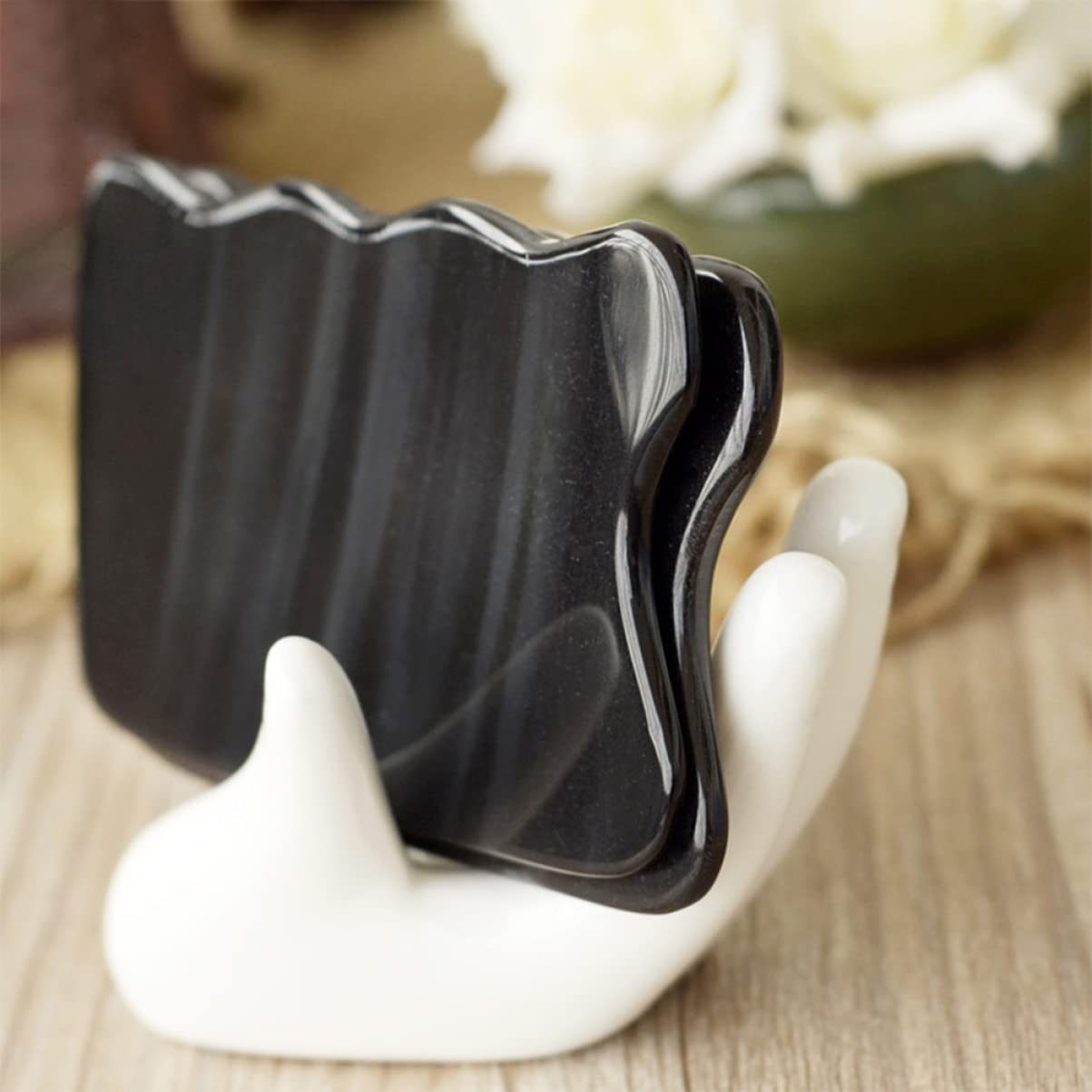 KOMBIUDA Unique Shape Massager Board Natural Horn Scraping Tool Safe and Comfortable for Face Neck Back