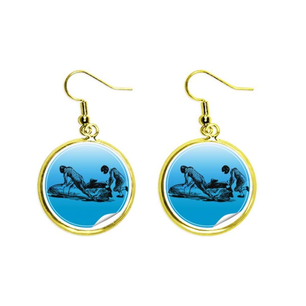 Pendientes de gota esquís y botas de invierno dorados para mujer 2