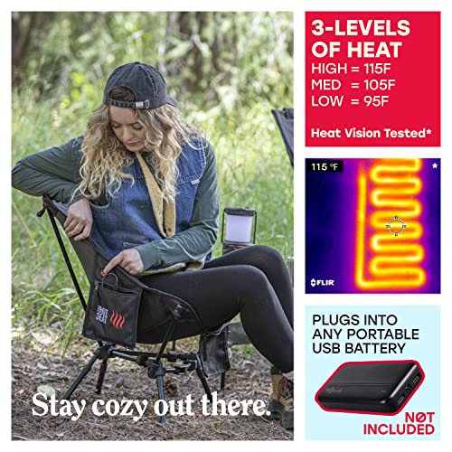 The Hot Seat, Heated Ultralight Compact Outdoor Chair, 2 Zipper Pockets, 1 Cup Holder, Adjustable Height, Easy Assembly, Carry Bag. Perfect For Camping And Backpacking. (Battery Not Included) By Pop #TOP2