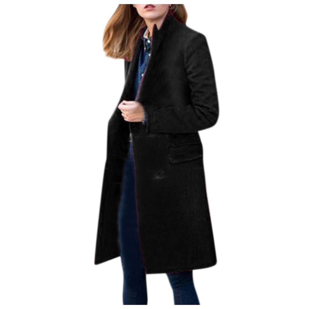 TURWXGSO Coats for Women UK Sale Warm Woolen Coats Winter Clearance Business Office Overcoats for Ladies Solid Color Long Sleeve Double Breasted Outerwear with Pockets