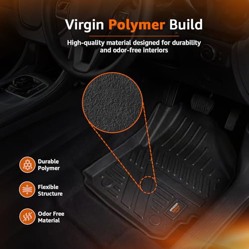 Image of Amazon Basics 5D Custom Fit Car Floor Mats for Tata Tiago | Odor Free Virgin Polymer | All Weather Waterproof Protection | Edge to Edge Coverage | 3 Piece Set