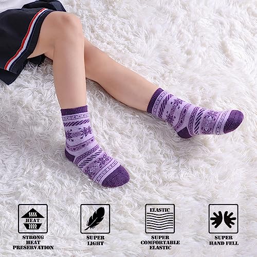 Image of FNOVCO Children's Winter Warm Wool Socks Kids Boys Girls Animal Socks 6 Pairs