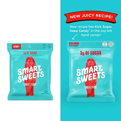 Keto-Friendly, Stevia Sweetened Sweet Fish Gummy Keto Candy Low Sugar, Low Carbs Pack of 4 (1.8 Ounce)