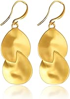 Lightweight Copper Dangle Earrings Gold Silver Plated Two-Tone Fashion Pair 10cm Drop