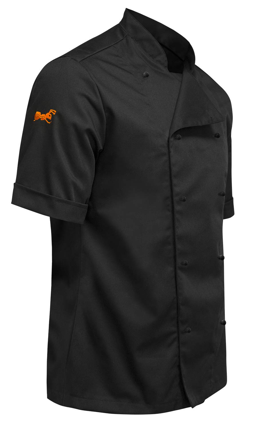 strongAnt Chaqueta de Chef de Manga Corta para Hombre, con Botones de Bola, Uniforme de Chef Ajustado, Chaqueta de Panadero