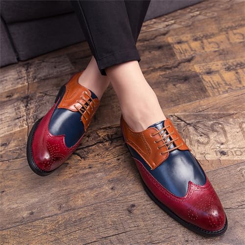 Men's Multicolour Leather Wingtip Dress Oxfords Shoes Retro Lace Up Brogue Formal Shoes for Business Leisure Dance Performance Parties3