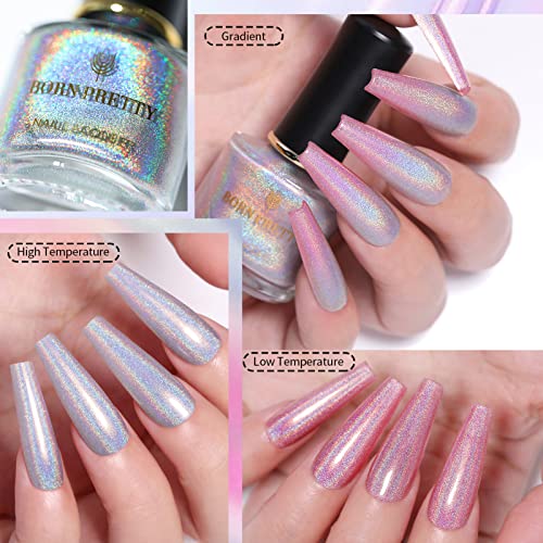 Born Pretty Glitzer Nagellack, Thermo Nagellack Holographic Nagellack Thermoeffekt Glitter Regenbogen Shining Glitter… – Bild 5