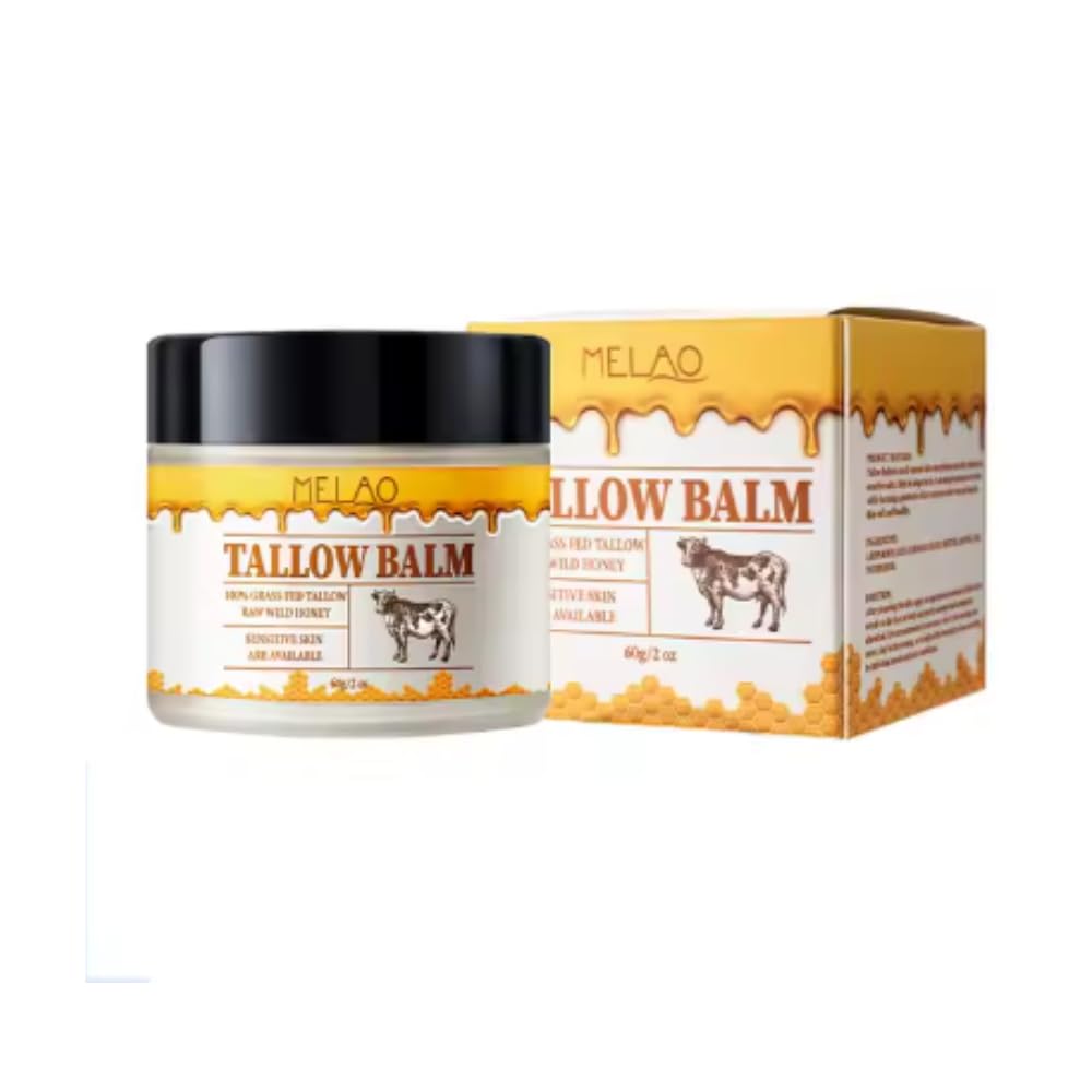 Biovix Beef Tallow for Skin Care Balm Beef Tallow Face Cream and Moisturiser for Body All-Natural Hydrating Tallow Balm with Raw Honey and Beeswax