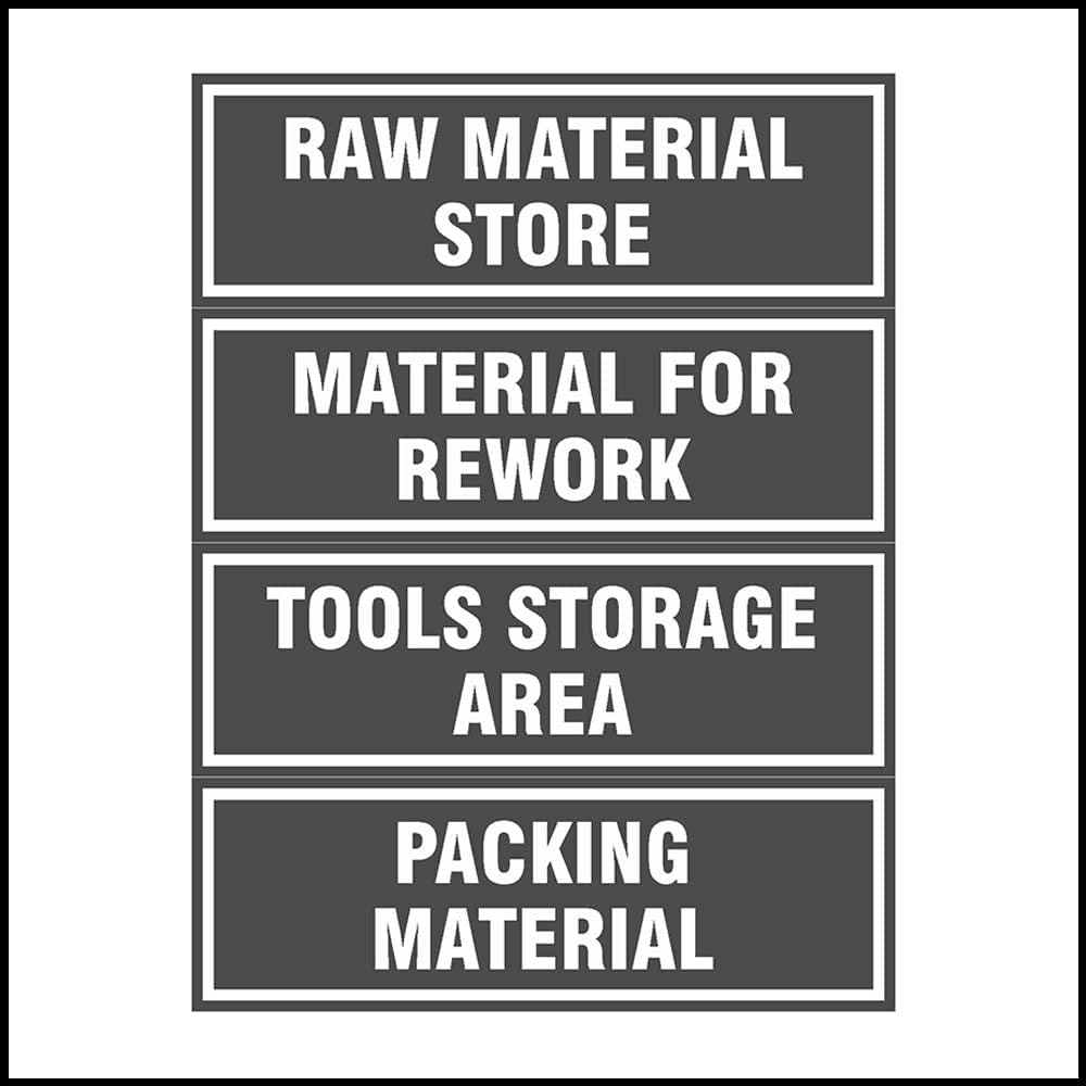 Safety Sign Board in PVC Sticker Pack of 4 - (Rectangle, 12 inch X 4 inch)