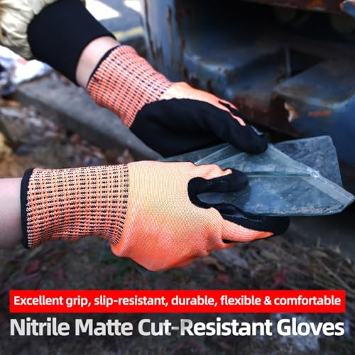 Guantes resistentes a cortes naranja talla M con nitrilo para automoción 3