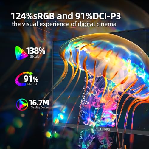 Image of CUNPU 24 Inch 1080P 200Hz Gaming Monitor, FHD Fast IPS Panel, 124% sRGB 1ms HDR Zero-Frame Computer Monitor, Built-in Speaker, HDMI 2.1, DisplayPort 1.4, FreeSync & G-Sync, Tilt, VESA, Eye Care