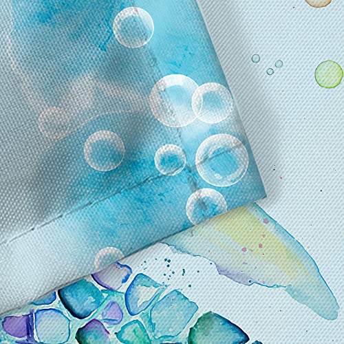 Jawo Sea Turtle Shower Curtain, Underwater Seaweed Seashell Shower Curtain, Marine Animals Teal Ocean Shower Curtain, Tropical Fish Shower Curtain Nautical Turtle Shower Curtain With Hooks, (70X70) #TOP6