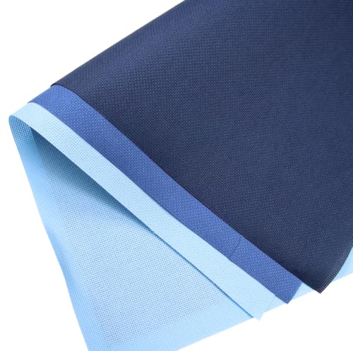 Image of KCS 3 pc of 15 inch x 18 inch(38cmx45cm) 18 Count Cross Stitch Cotton Aida Cloth Needlework Rolled Fabric Box,18CT,Light Blue+Jeans Blue+Navy Blue