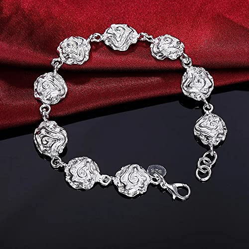 Bracelet en Argent Fleurs Roses : Accessoire Chic pour Mariage
