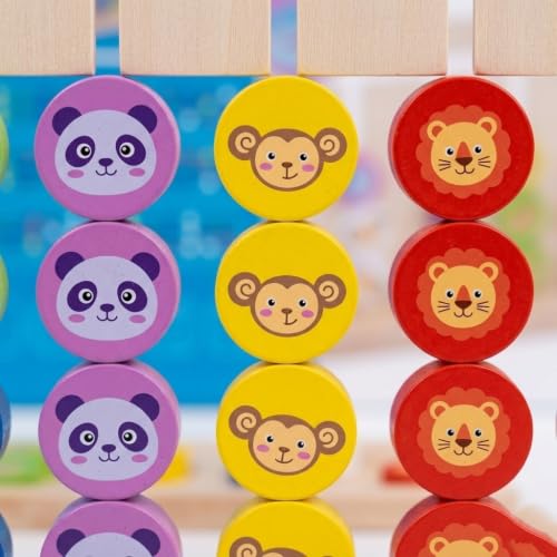 Image of Happy Hues 6-in-1 Wooden Montessori Sorting & Matching Puzzle Game - Educational Color & Animal Recognition Toy for Toddlers