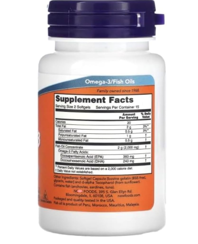 Foods, Omega-3 Fish Oil, 1,000 mg, 180 EPA - 120 DHA, 200 Softgels
