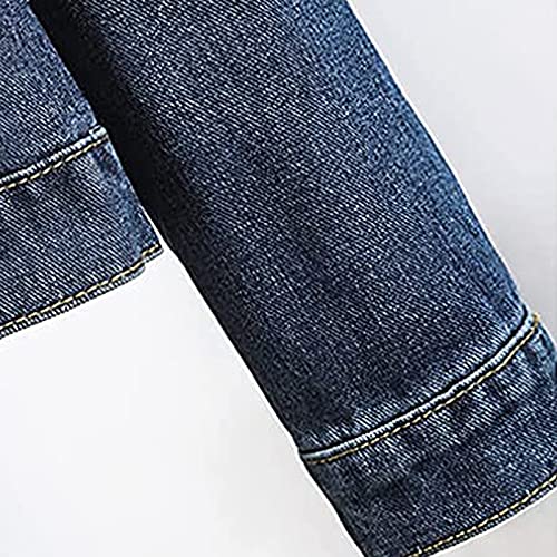Sweat à capuche et veste en jean pour femme manteau vintage bleu foncé S - 4