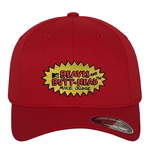 Casquette de baseball Beavis and Butt-Head Flexfit sous licence officielle rouge S/M