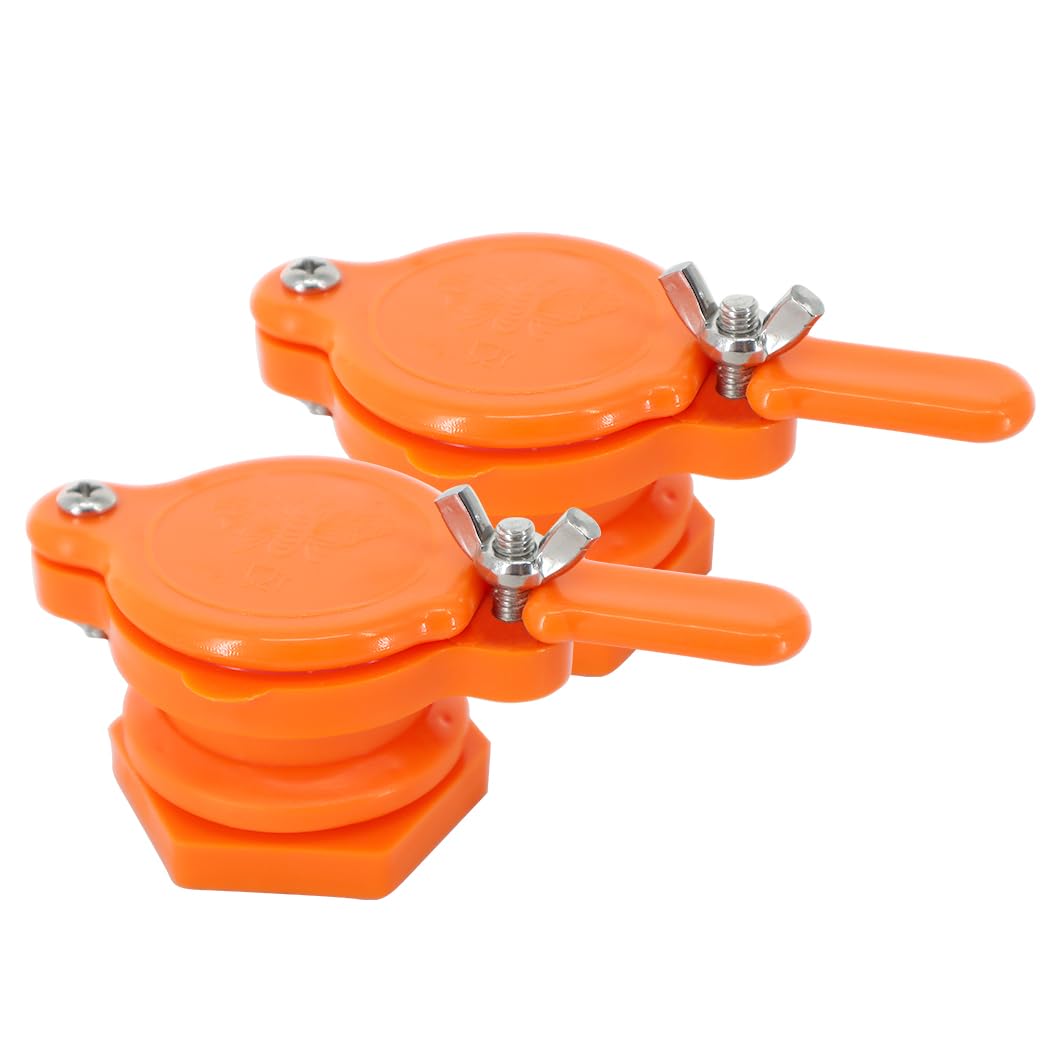 HONEY LAKE 2Pcs Honey Gate, Orange Durable Honey Gate Valve for Honey Extractor Equipment, Honey Tap Extractor Tap, Beekeeping Supplies Beekeeping Tools, Beekeeping Equipment for Starter Beekeeper