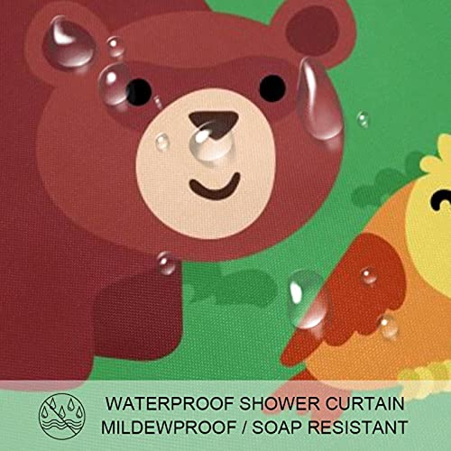 Rideau de douche imperméable motif animal vert avec crochets inclus