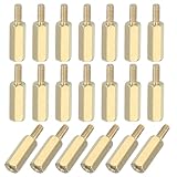 PATIKIL M2.5 x 13+6 mm Female Thread Hex Brass PCB Standoff, 20 Pcs for FPV Drone Quadcopter PCB Motherboard Steel Screw Nut Set Computer Electrical, Gold