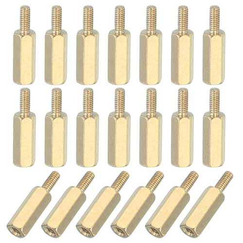 PATIKIL M2.5 x 13+6 mm Female Thread Hex Brass PCB Standoff, 20 Pcs for FPV Drone Quadcopter PCB Motherboard Steel Screw Nut Set Computer Electrical, Gold