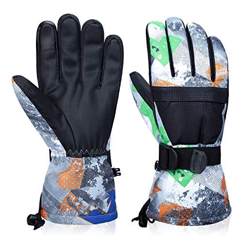 Anqier スキーグローブ スノーグローブ スキー グローブ 防寒グローブ スノボー グローブ スキー 手袋 登山 手袋 スキー手袋 防水 防風 保温 紛失防止 滑り止め 調整できるベルト付き (ホワイト)