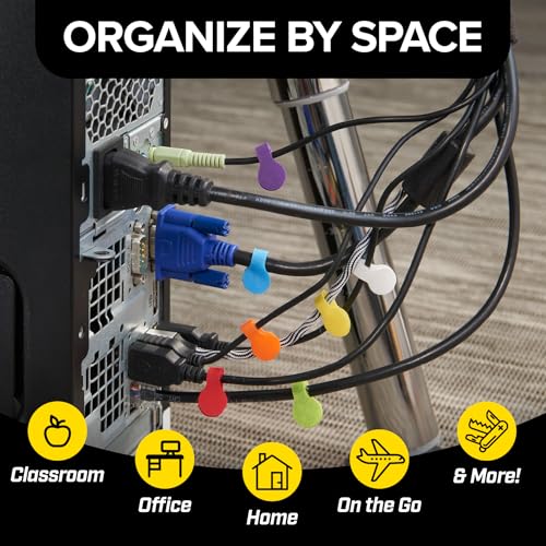 Image of Cable Labels - Wrap-It Storage - Mini, Multi-Color (60 Pack) | Colorful Cable Label Tags, Charger Labels, Cable Labels Tags, and Wire Labeler Using Color Coded Labels