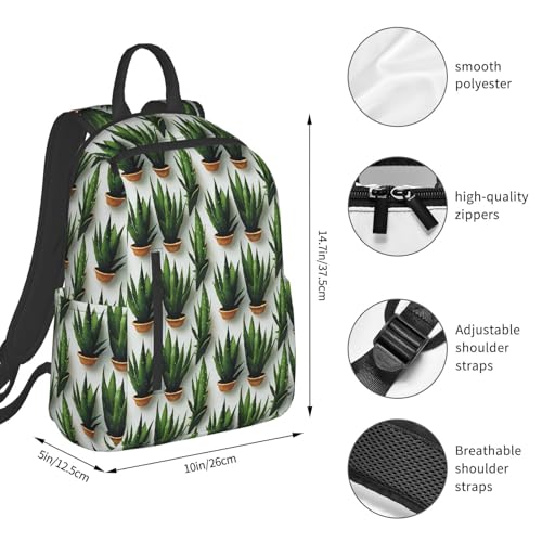Casual Backpack for Women Men Aloe Plant Leaves Lightweight Daypack Large Capacity Nurse Bag4