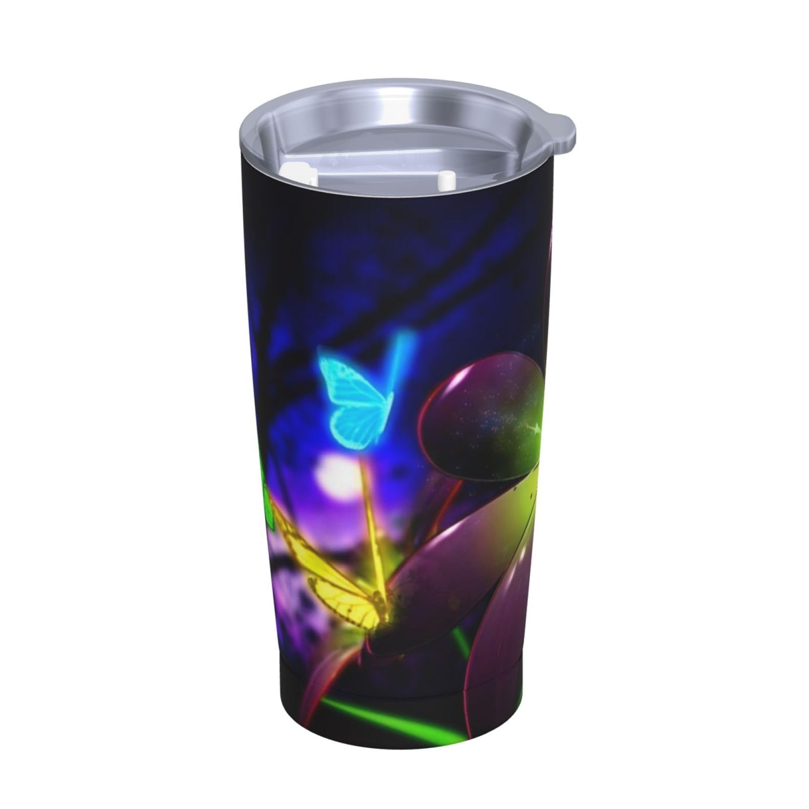 Tazza termica portatile della tazza dell'automobile della tazza dell'acciaio inossidabile stampata della farfalla del fiore viola blu
