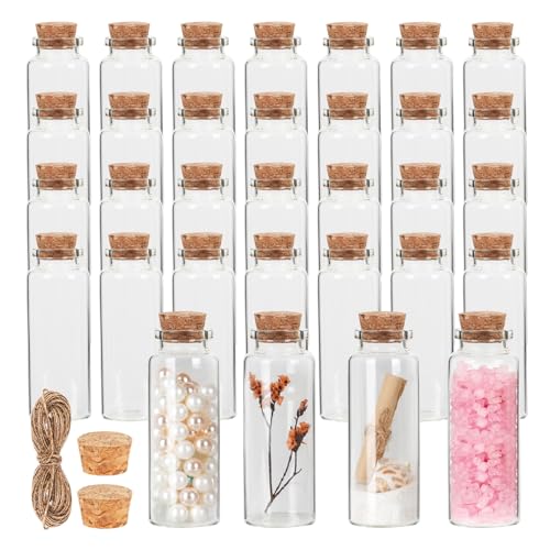 40 ml Small Glass Bottles with Cork, 32 Pack Mini Bottles with Tw...