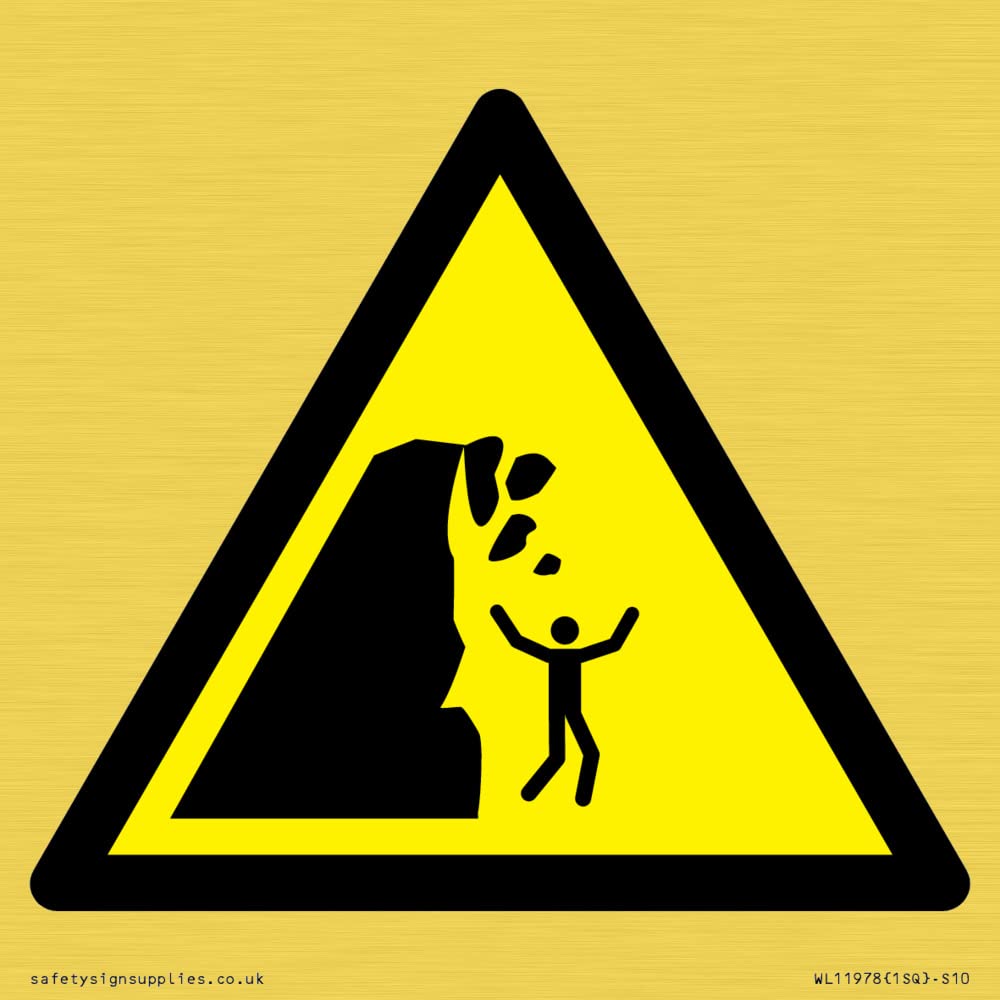 W053 Warning: Unstable cliff Sign - 100x100mm - S10
