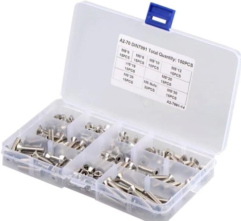 150Pcs/set M3*30/35/40/45/50mm Hex Hexagon Socket Head Cap Screws Nuts Assortment Kit 304 Stainless Steel Allen Bolt and Nut Set