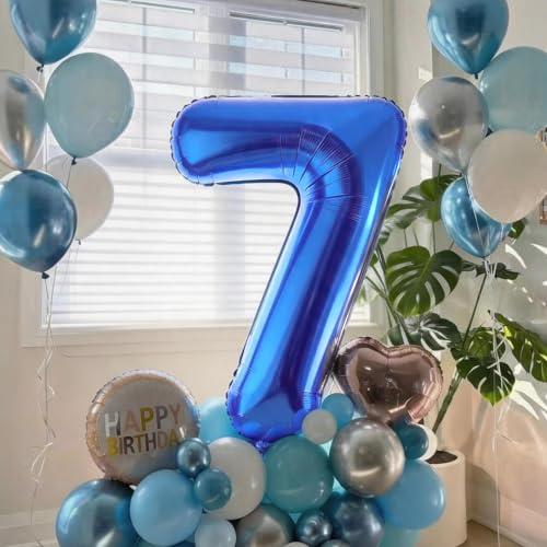 Image of Number Balloons Navy Blue Balloons - Giant Number 10 Balloon, 10 20 30 40 50 Numbers Balloon Birthday Decorations, Blue Party Supplies for Boy Men