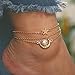 Produktbild Anglacesmade Fußkettchen, Bohemian-Stil, Stern und Mond, Perle, Charm-Anhänger, Fußkette, 3 Stück, Strand, Hochzeit, Schmuck, Boho-Fußkettchen für Frauen und Mädchen