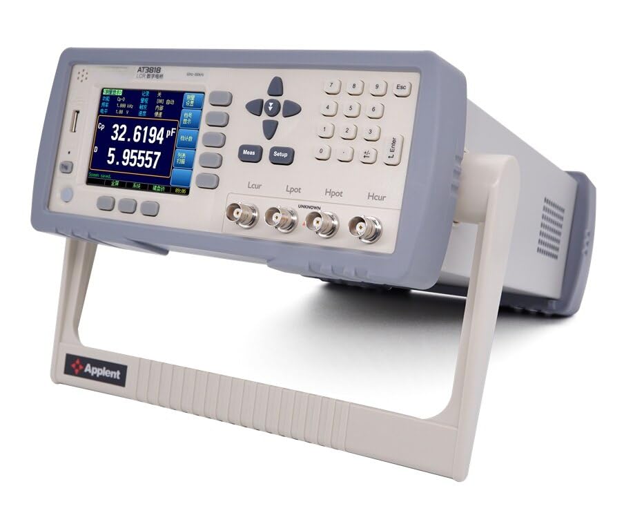 AT3818 10Hz-300kHz 0.05% Accuracy LCR Meter with DCR DC Bias Test Signal 0.01V-2V for Measuring Inductors Capacitors Resistors, TFT Color LCD Display, SCPI Modbus Handler Interfaces