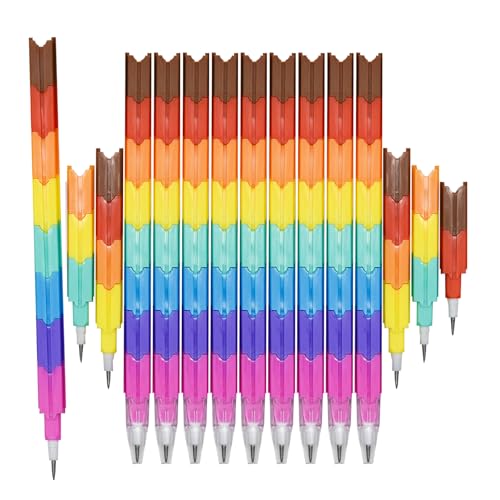 24 lápices apilables de grafito en colores variados