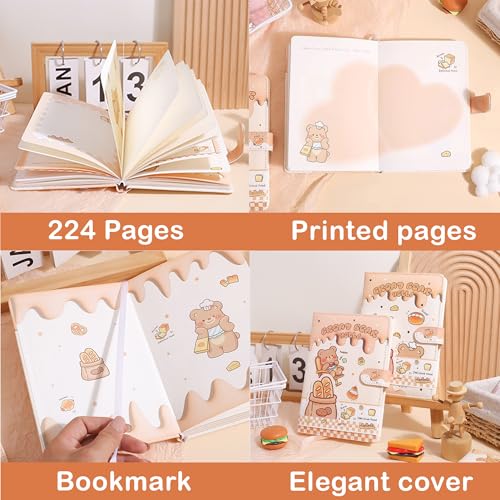 Image of FunBlast Cute Cartoon Kawaii Diary - Bread Bear Design Lockable Notebook, Personal Journal with 112 Sheets for Girls & Boys, Birthday Gifts (Multicolour)