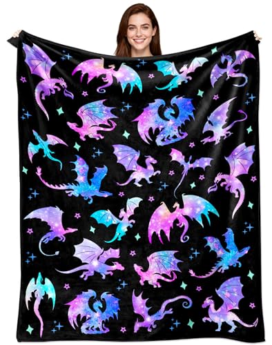 Dragon Blanket Gifts for Girls Women Ultra Soft Flannel Dragon Throw Blanket Dragons Lovers Gifts Birthday Decor for Boys Stuff 50x40