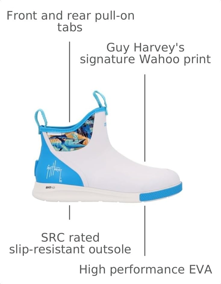 Image of XTRATUF Men's Ankle Deck Boot Sport Guy Harvey, White, Size 12(M)