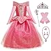 New front Costume da Principessa Aurora Abito delle Ragazze Fantasia Comunione Battesimo Vestito Principessa Bambina Festa di Halloween Compleanno Natale Carnevale Cerimonie Rosa 140