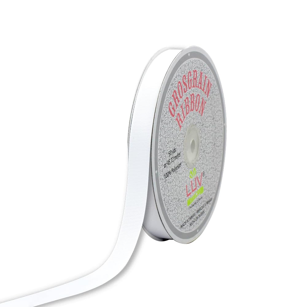 Creative Ideas 50-Yard Solid Grosgrain Ribbon, 5/8-Inch, White